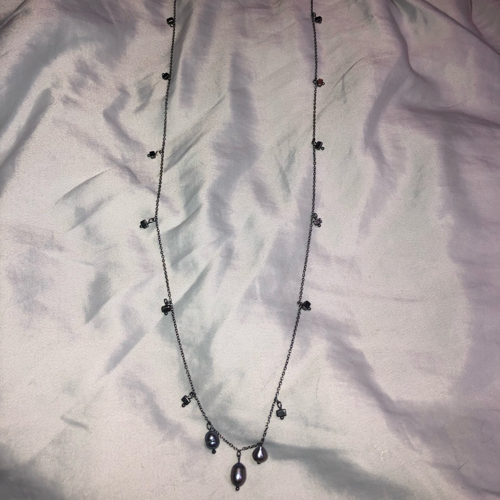 Black Pearls Charms Long Necklace New